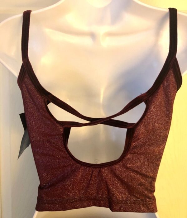 GK DANCE JAZZ LADIES LARGE WINE TWILIGHT X-BACK VELEVT STRAPS CAMISOLE TOP Sz AL - Image 5