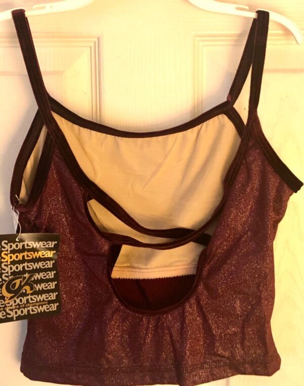 GK DANCE JAZZ LADIES LARGE WINE TWILIGHT X-BACK VELEVT STRAPS CAMISOLE TOP Sz AL - Image 7