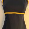 GK DANCE CHEER LADIES SMALL NAVY YELLOW DRY TECH V-NECK PERFORM TOP Sz AS NWT!