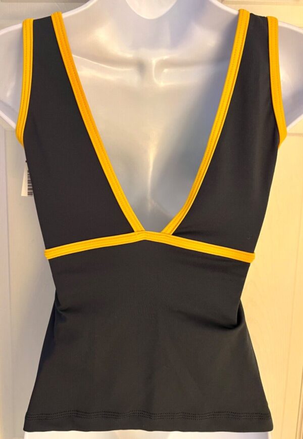 GK DANCE CHEER LADIES SMALL NAVY YELLOW DRY TECH V-NECK PERFORM TOP Sz AS NWT! - Image 4