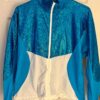 GK SUPPLEX WARM UP JACKET ADULT SMALL TURQUOISE FOIL WHITE GYMNASTIC CHEER Sz AS