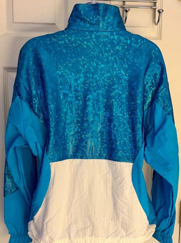 GK SUPPLEX WARM UP JACKET ADULT SMALL TURQUOISE FOIL WHITE GYMNASTIC CHEER Sz AS - Image 5