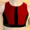 GK RED VELVET CROP TOP CHILD LARGE SLVLS BLACK VELVET TRIM DANCE GYMNASTS CL NWT