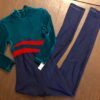 GK ICE SKATE LADIES SMALL 3/4SLV GREEN VELVT TURTLENK NAVY C/L DANCE UNITARD AS - Image 7