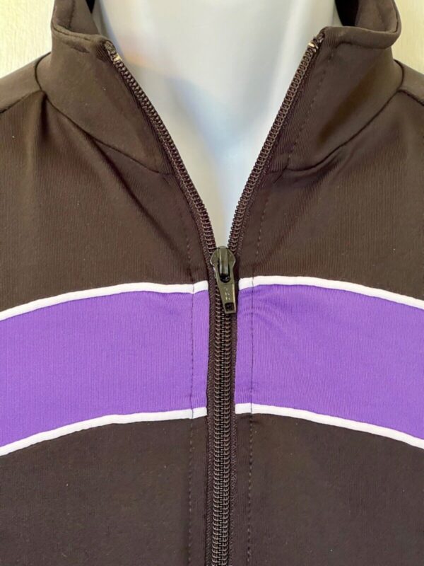 GK BLACK DRYTECH ADULT SMALL UNISEX PURPLE ACCENT GYMNASTICS WARM UP JACKET AS - Image 2