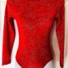 GK LgS LADIES SMALL RED N/S SPARKLE FLORAL PRINT GYMNASTICS DANCE LEOTARD AS NWT