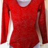 GK LgS LADIES SMALL RED N/S SPARKLE FLORAL PRINT GYMNASTICS DANCE LEOTARD AS NWT - Image 3