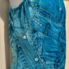 GK TURQOISE DENIM CHILD SMALL VELVET PRINT GYMNAST DANCE TANK LEOTARD Sz CS NWT! - Image 3