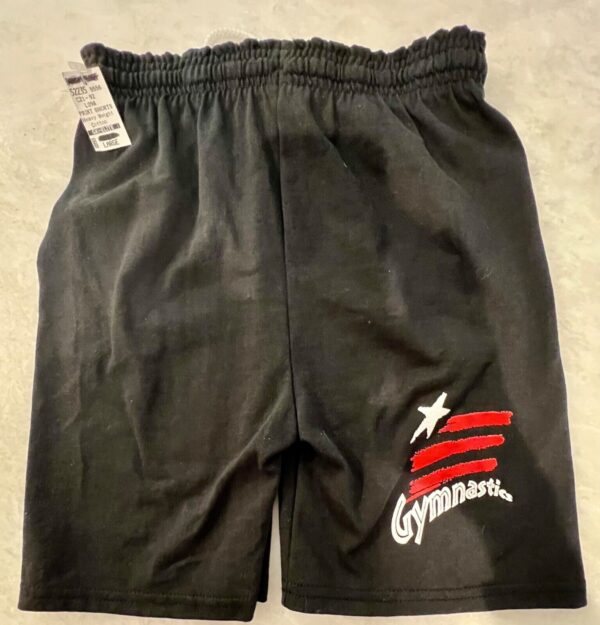 GK Youth LARGE Black Blended Cotton GYMNASTIC Graphic Heavyweight Jersey Shorts - Image 7