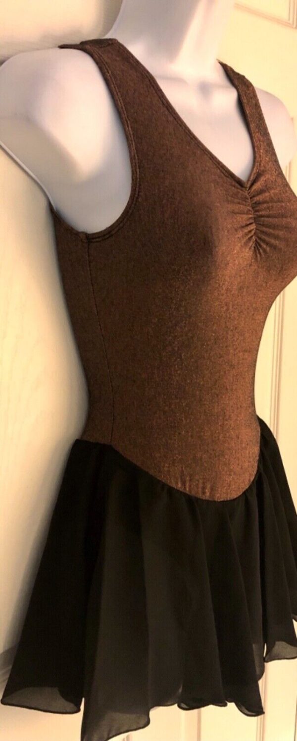 GK DANCE SKATE DRESS ANTIQUE COPPER LADIES SMALL LUREX SLVLS GEORGETTE SKIRT AS - Image 3