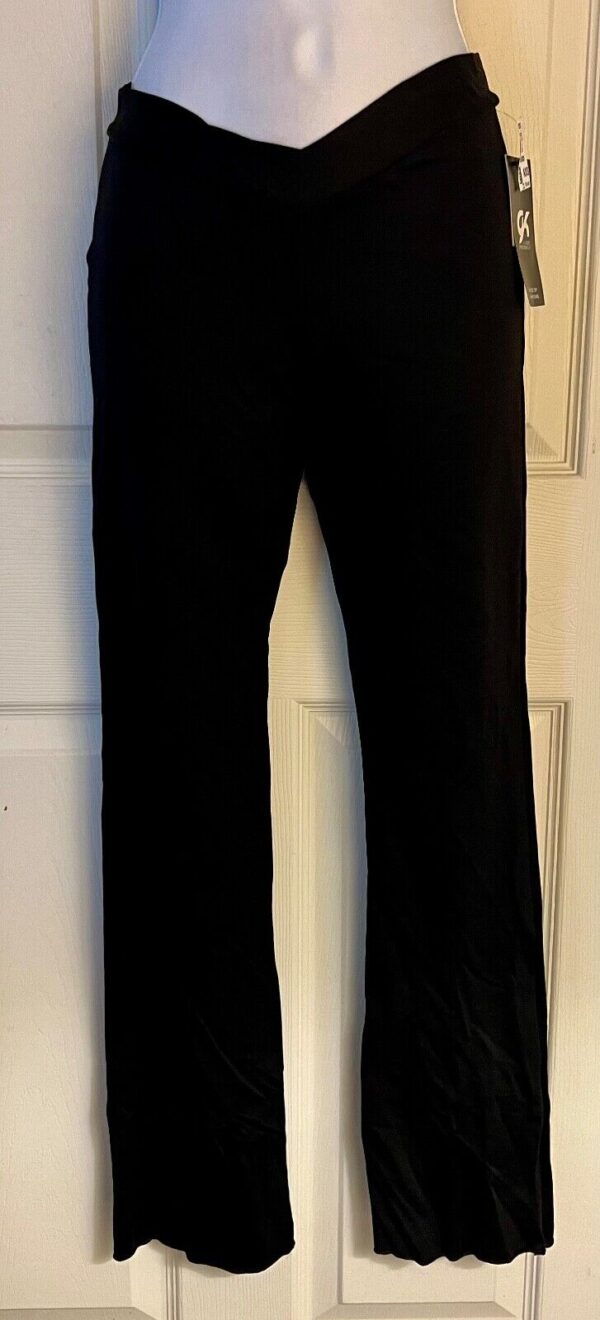 GK ELITE DANCE JAZZ ADULT X-SMALL BLACK TACTEL/SPANDEX V-WAIST PANTS SZ XS NWT!