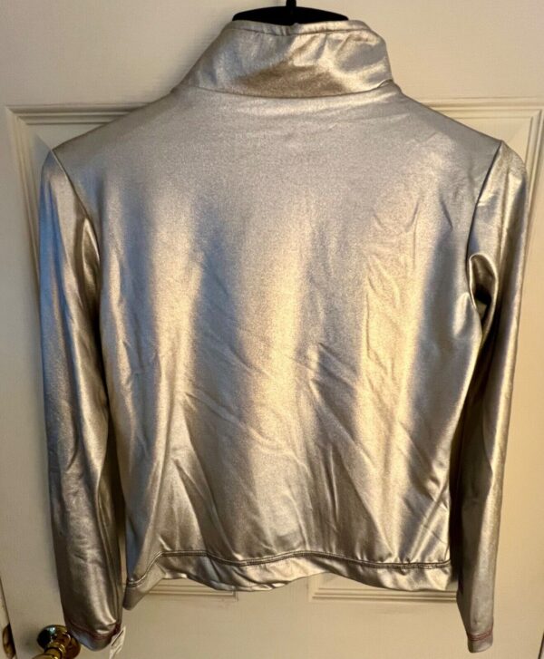 GK WARM UP JACKET ADULT SMALL SILVER METALLIC ZIP FRONT GYMNASTICS DANCE CHEER S - Image 5