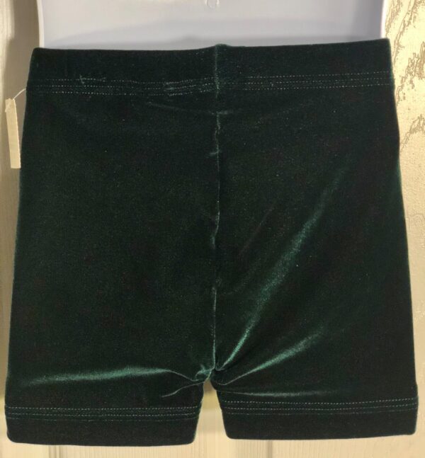 GK CHILD SMALL MINI WORKOUT SHORTS GREEN VELVET CHEER DANCE GYMNASTICS Sz CS NWT - Image 2