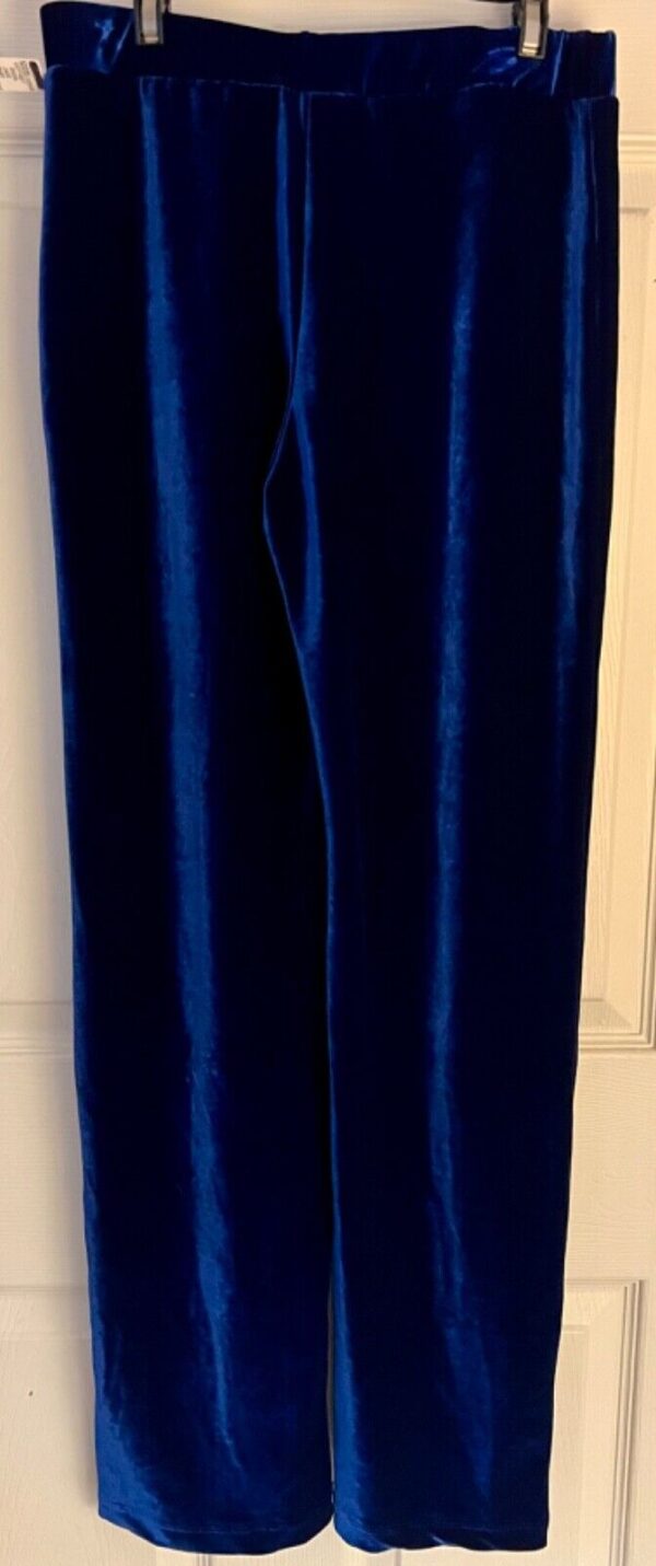 GK DANCE JAZZ LADIES SMALL BLUE VELVET BLUE VELVET WAISTBAND FLARED PANTS SZ S - Image 4