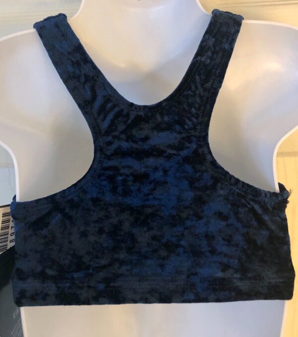 GK ELITE JAZZ DANCE CHEER GIRLS MEDIUM NAVY CRUSHED VELVET TANK CROP TOP Sz CM - Image 5