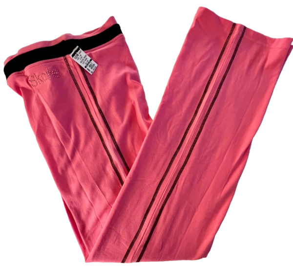 GK â€œSKATEâ€ GRAPHIC WOMENS LARGE PINK/BLACK COTTON 2-LAYER WAIST PANTS CASUAL L - Image 4