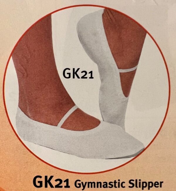 GK Elite GK21 CHILD SIZE 8 SHOE NYLON/SUEDE SOLE GYMNASTIC DANCE SLIPPERS WHITE