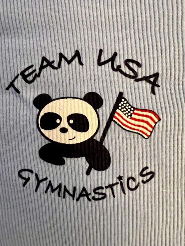 GK "TEAM USA GYMNASTICS" CHILD 4 TODDLER PANDA TEE RUFFLE SSLV COTTON TOP SZ 4T - Image 3