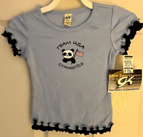 GK "TEAM USA GYMNASTICS" CHILD 4 TODDLER PANDA TEE RUFFLE SSLV COTTON TOP SZ 4T - Image 5