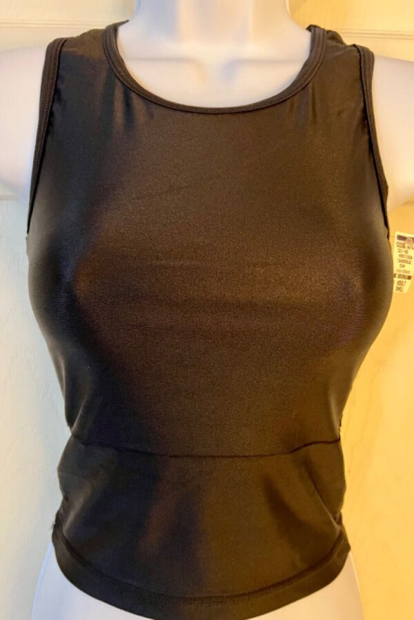 GK DANCE JAZZ ADULT SMALL SOLID BLACK MICROTECH TANK CAMISOLE TOP Sz AS NWT!