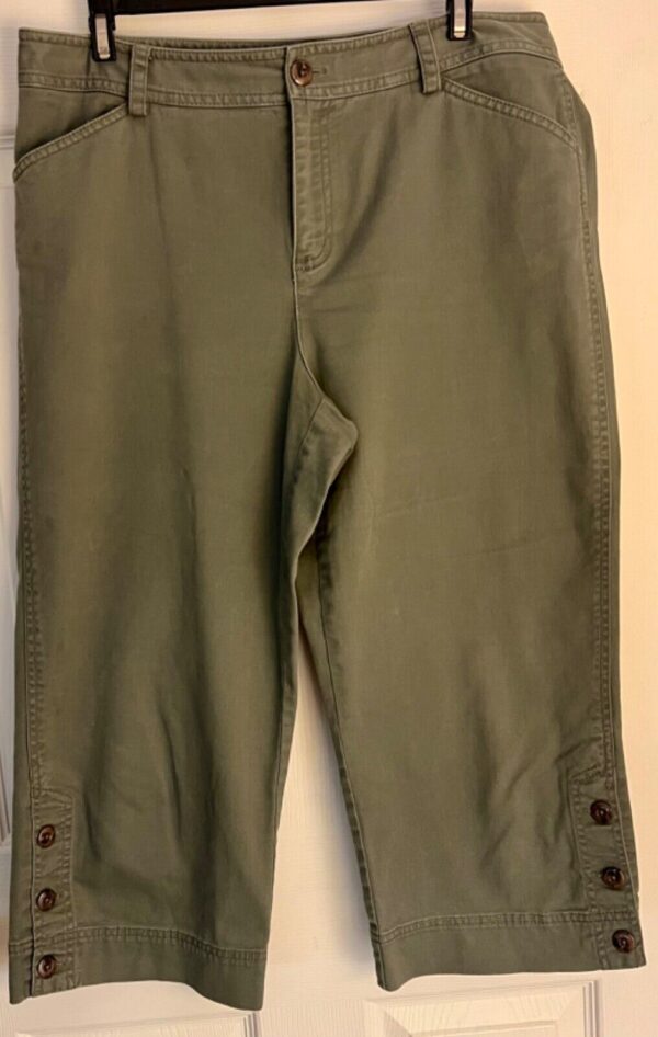 CHARTER CLUB WOMENS 12 PETITE KATHERINE FIT OLIVE CROPPED PANTS SZ 12P EUC! - Image 2