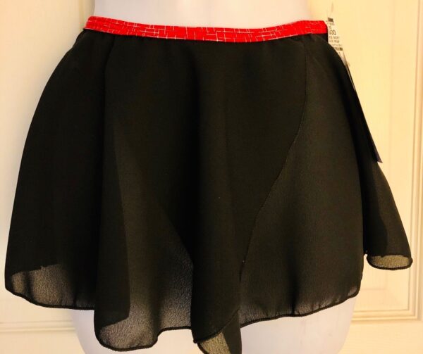 GK FAUX WRAP SKIRT CHILD LARGE BLACK GEORGETTE FOIL WAIST DANCE BALLET CL NWT!