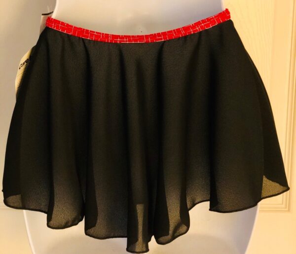 GK FAUX WRAP SKIRT CHILD LARGE BLACK GEORGETTE FOIL WAIST DANCE BALLET CL NWT! - Image 2