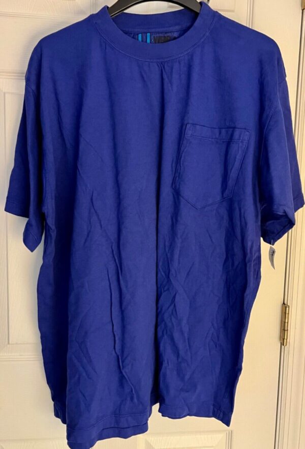 VTG UNIVERSITY WEAR MENS X-LARGE ROYAL  HVY WT COTTON POCKET TEE NO SHRINK Sz XL