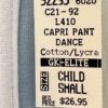 GK 'DANCE' GRAPHIC CHILD SMALL LIGHT BLUE COTTON/SPANDEX CAPRI PANTS Sz CS - Image 5