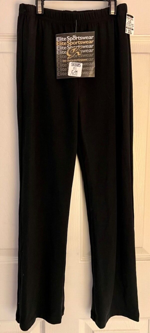 GK WARM UP CHILD MEDIUM BLACK COTTON/SPANDEX BOOT CUT ICE SKATE ATHLETIC PANTS M