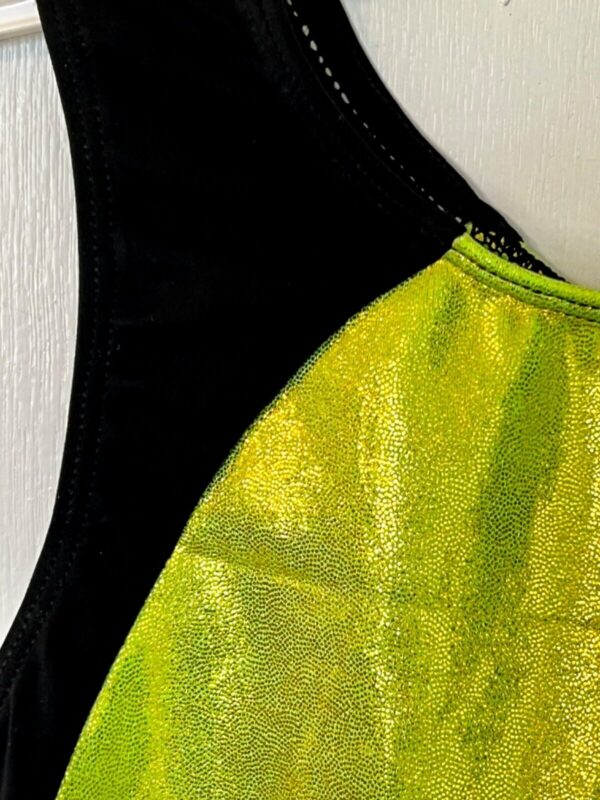 GK LEMON LIME MYSTIQUE GIRLS LARGE BLACK N/S GYMNASTIC DANCE TANK LEOTARD Sz CL - Image 2