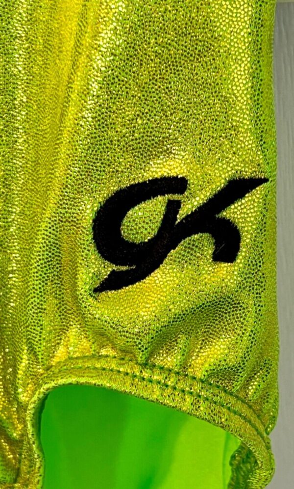 GK LEMON LIME MYSTIQUE GIRLS LARGE BLACK N/S GYMNASTIC DANCE TANK LEOTARD Sz CL - Image 3