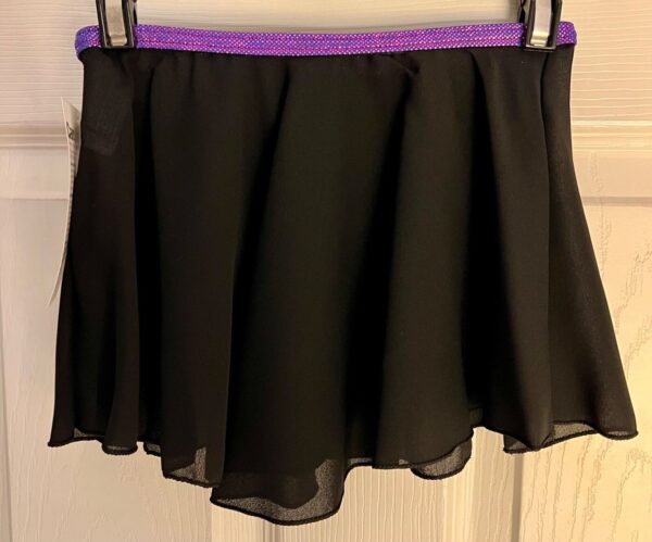 GK FAUX WRAP SKIRT CHILD SMALL BLACK GEORGETTE FOIL WAIST DANCE BALLET SZ S NWT! - Image 6