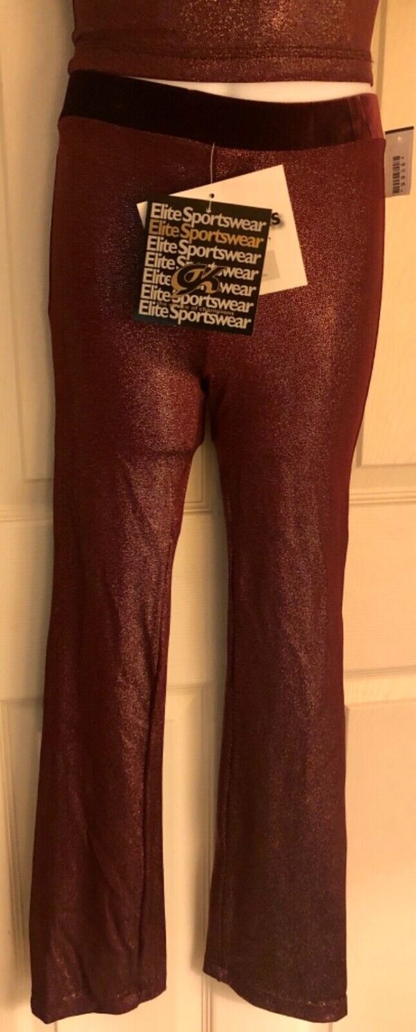 GK DANCE JAZZ PANTS CHILD MEDIUM WINE TWILIGHT FOIL VELVET WAISTBAND Sz CM NWT