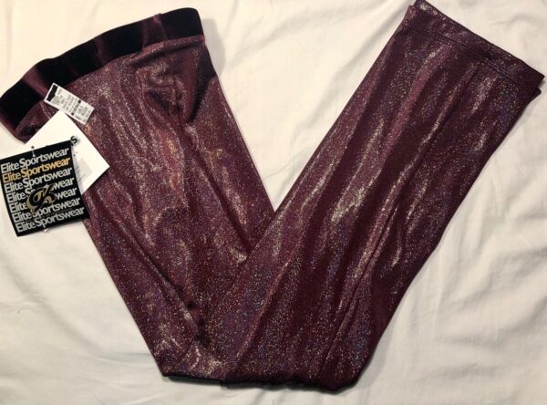 GK DANCE JAZZ PANTS CHILD MEDIUM WINE TWILIGHT FOIL VELVET WAISTBAND Sz CM NWT - Image 2