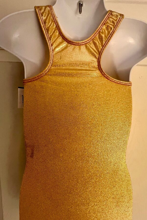 GK Elite Gold Hologram CHILD SMALL Polyester Tank Dance Cheer Gymnastic Top SZ S - Image 5