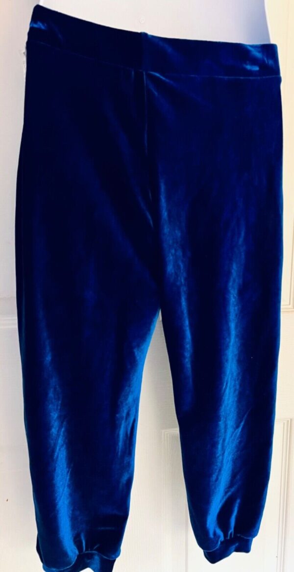 GK ELITE DANCE LADIES SMALL BLUE SMOOTH VELVET CUFFED CAPRI PANTS Sz AS NWT! - Image 5