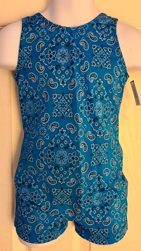 GK BIKETARD CHILD CHILD X-SMALL BLUE PAISLEY PRINT GYMNASTICS DANCE TANK SZ XS