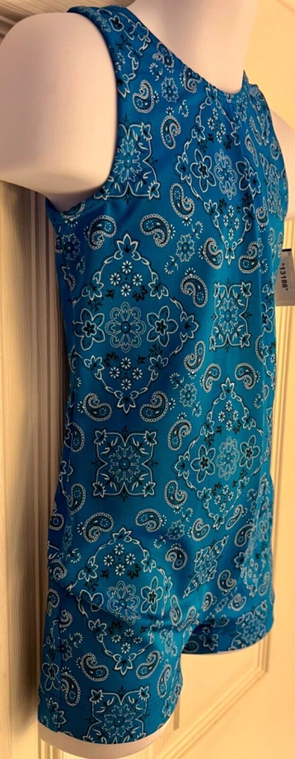 GK BIKETARD CHILD CHILD X-SMALL BLUE PAISLEY PRINT GYMNASTICS DANCE TANK SZ XS - Image 3