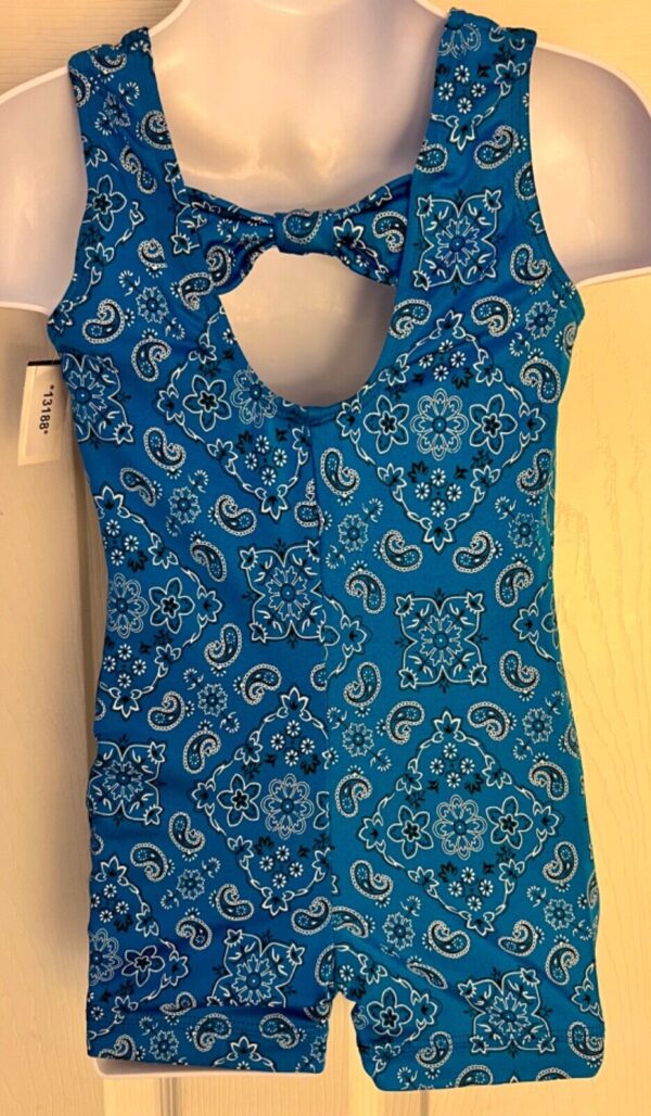 GK BIKETARD CHILD CHILD X-SMALL BLUE PAISLEY PRINT GYMNASTICS DANCE TANK SZ XS - Image 6