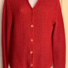 Talbots Red Coral Women's Large Mercerized Cotton Crochet Cardigan Sweater SZ L