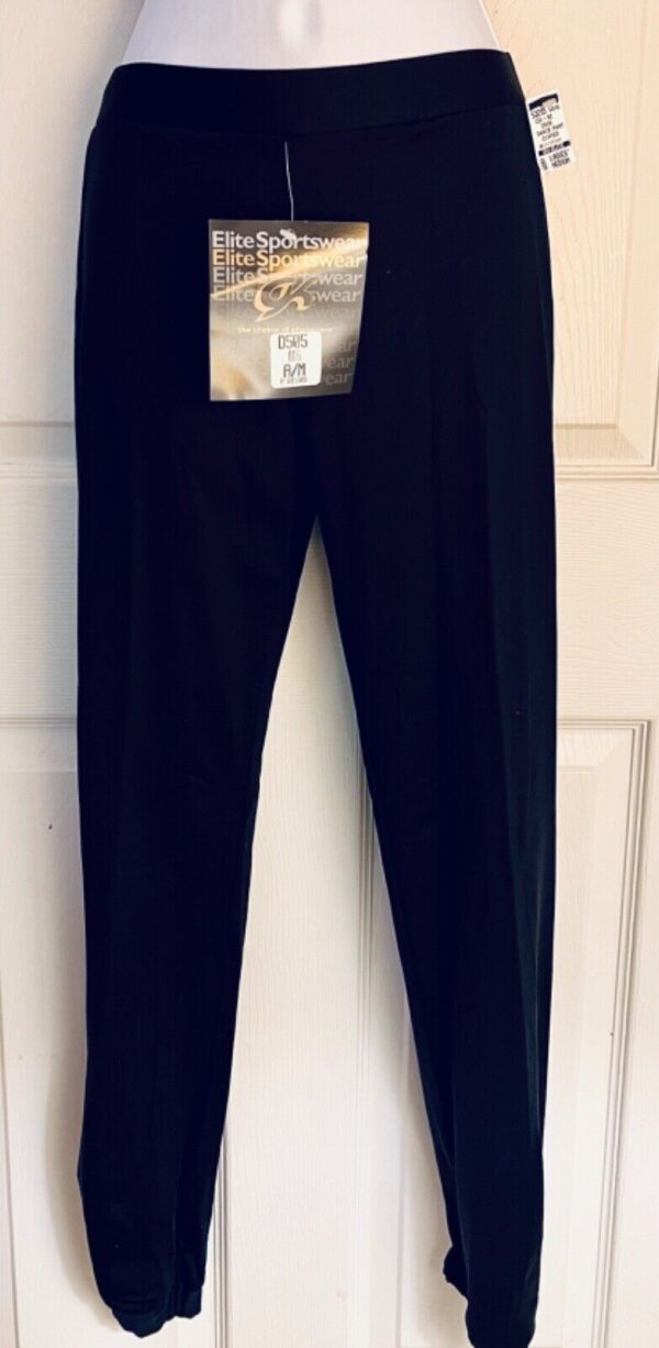 GK ELITE DANCE JAZZ LADIES MEDIUM BLACK MICROFIBER CUFFED DANCE PANTS SZ M NWT!