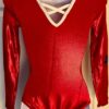 GK ELLgSLV LADIES SMALL RED FOIL BLUE WHITE STARS GYMNASTIC DANCE LEOTARD Sz AS - Image 7