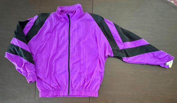 GK WARM UP JACKET UNISEX ADULT MEDIUM PURPLE BLACK SUPPLEX NYLON GYMNAST CHEER M