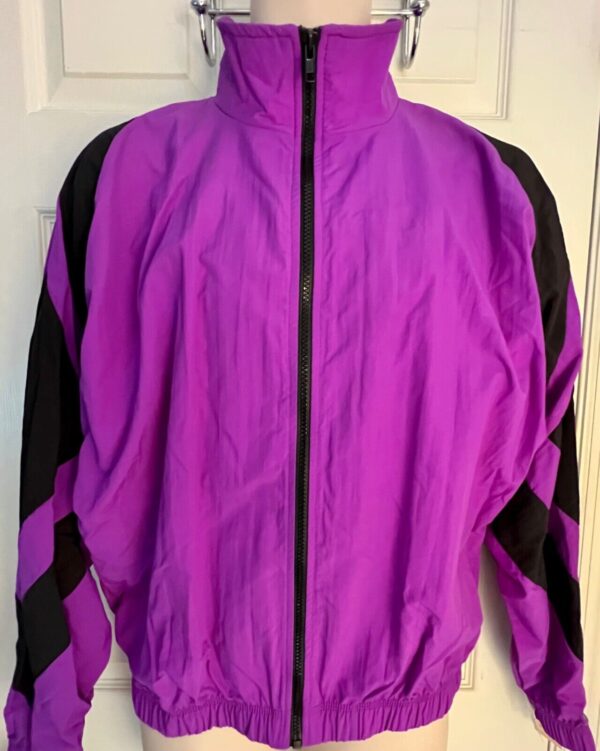 GK WARM UP JACKET UNISEX ADULT MEDIUM PURPLE BLACK SUPPLEX NYLON GYMNAST CHEER M - Image 3