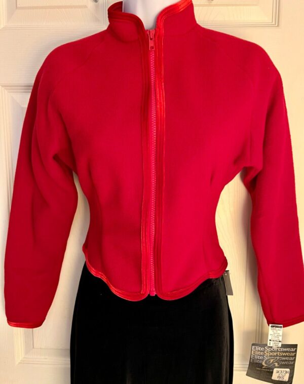 GK ICE DANCE FIGURE SKATE ADULT X-SMALL RED FLEECE VELVET ZIP JACKET SZ S NWT!