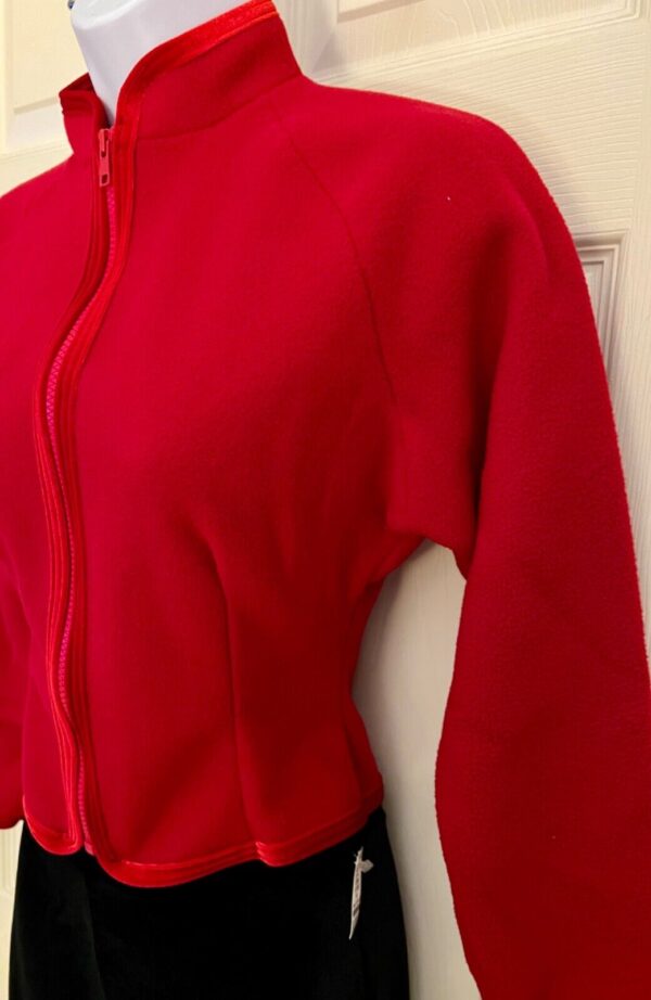 GK ICE DANCE FIGURE SKATE ADULT X-SMALL RED FLEECE VELVET ZIP JACKET SZ S NWT! - Image 3