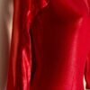 GK LgS RED MYSTIQUE ADULT SMALL RED MESH GYMNASTICS DANCE CHEER LEOTARD Sz AS - Image 2