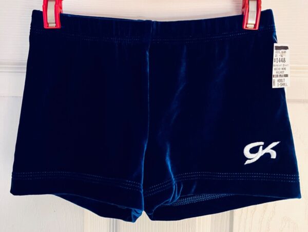 GK CHEER ADULT X-SMALL MICRO MINI SHORTS RICH ROYAL VELVET GYMNASTS DANCE SZ XS - Image 3