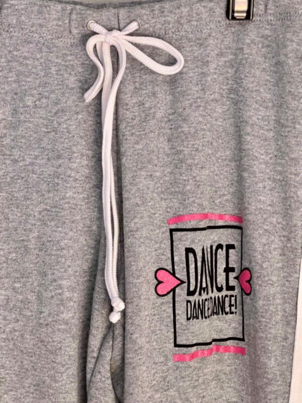 GK â€œDANCEâ€ GRAPHIC GIRLS SMALL GRAY COTTON ATHLETIC LOUNGE STRIPES PANTS Sz CS - Image 3